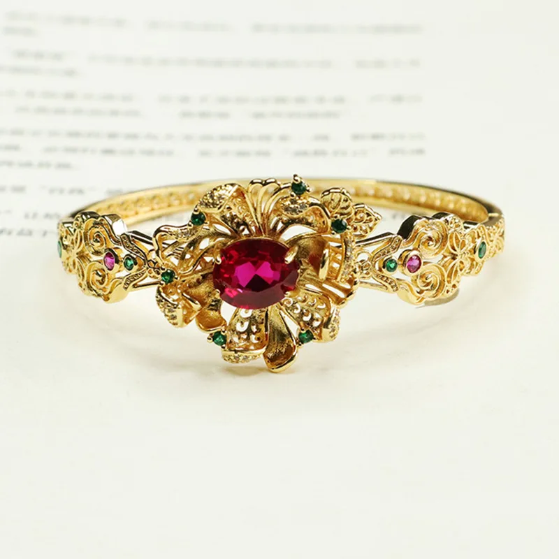 

Cultivate Ruby Bracelet Red Corundum Bracelet Bracelet Women's Guochao Jewelry