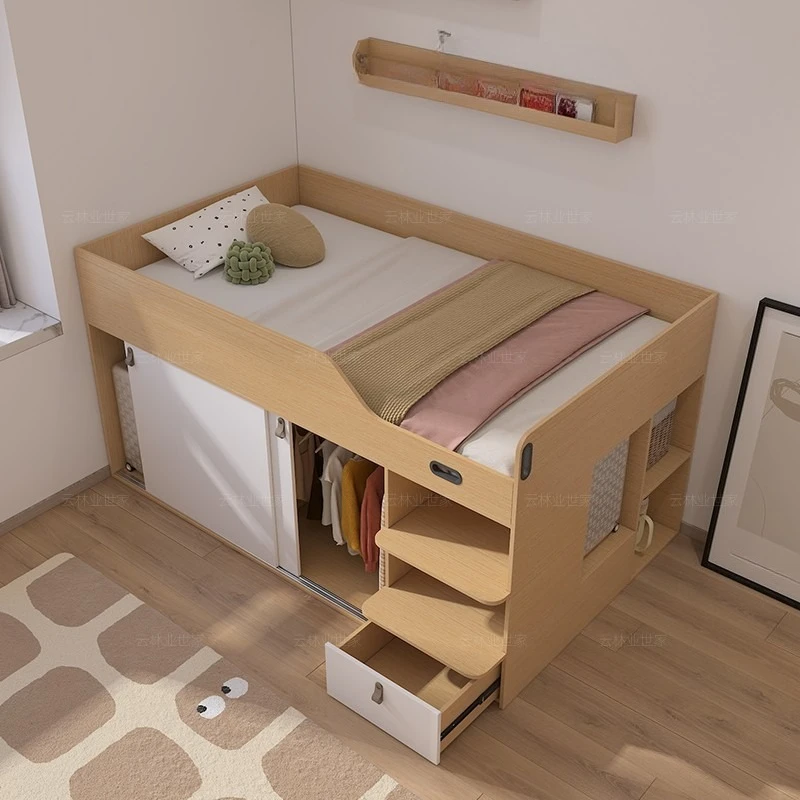 Tatami with wardrobe integrated children's bed under bed cabinet combined small apartment