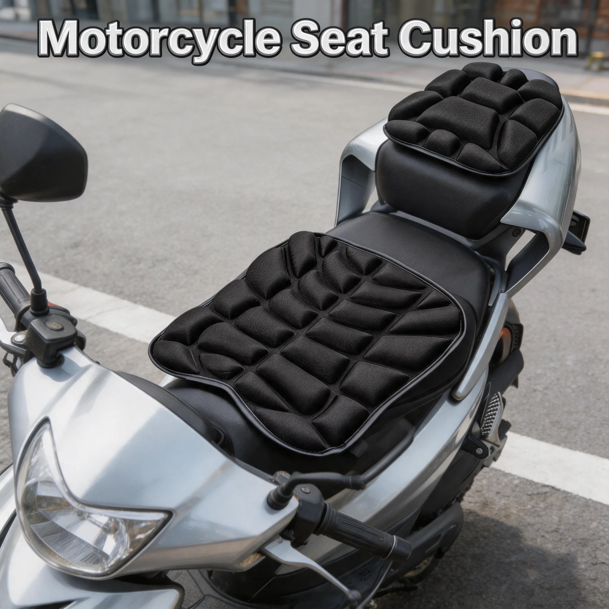 

Breathable Shock Absorbing Motorcycle Seat Pad 2pcs/set 3D Comfort Gel Cushion Universal Fit Motorbike Seat Cushion Cover