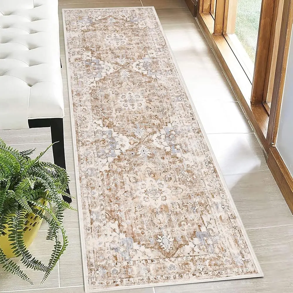 

2' X 6' Boho Hallway Runner Rug, Non Slip Washable Vintage Farmhouse Accent Area Rug Carpet For Kitchen Entryway Laundry And