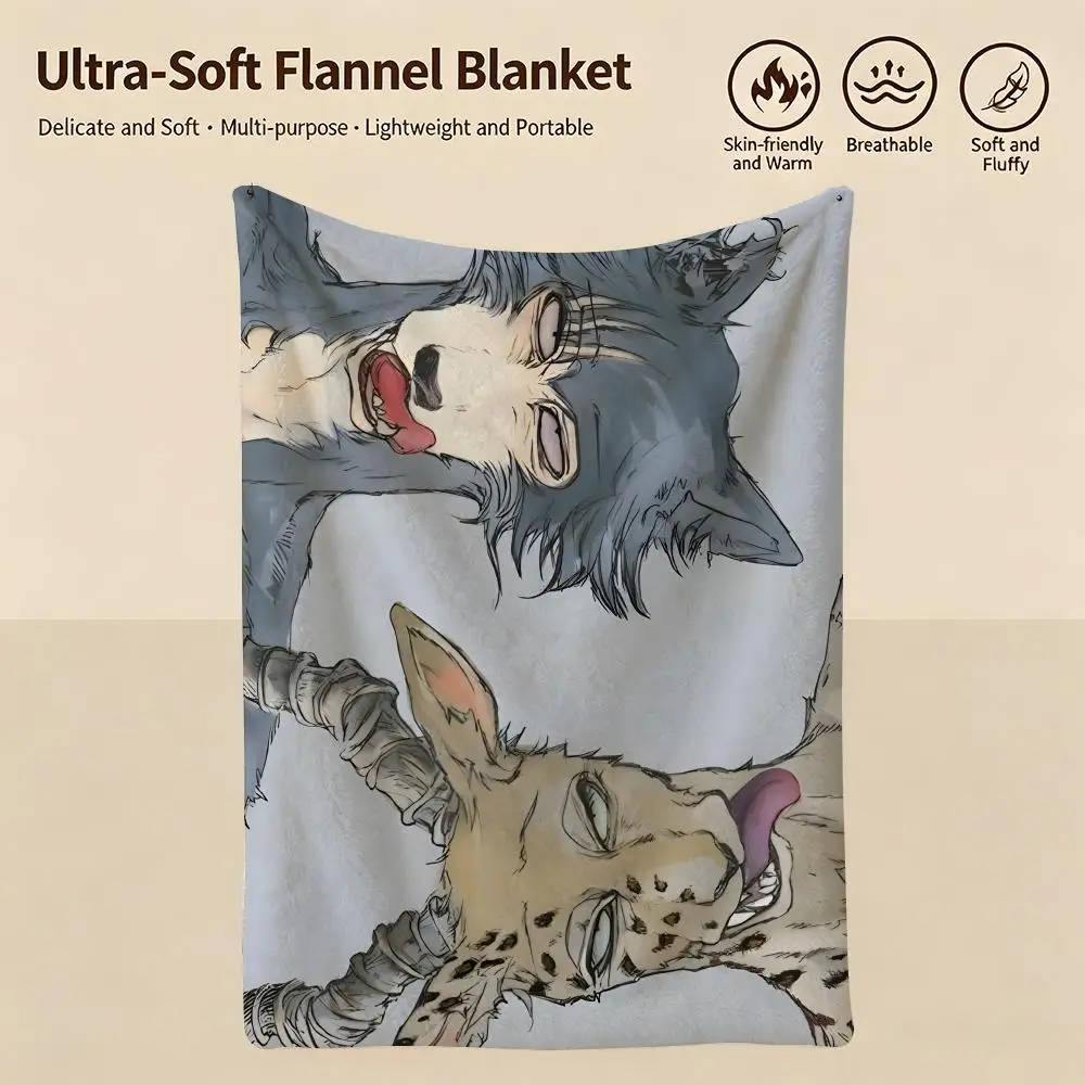 anime B-Beastars-S Throw Warm Soft Flannel Blanket, Multi-use for Sofa Bed Camping Travel Nap