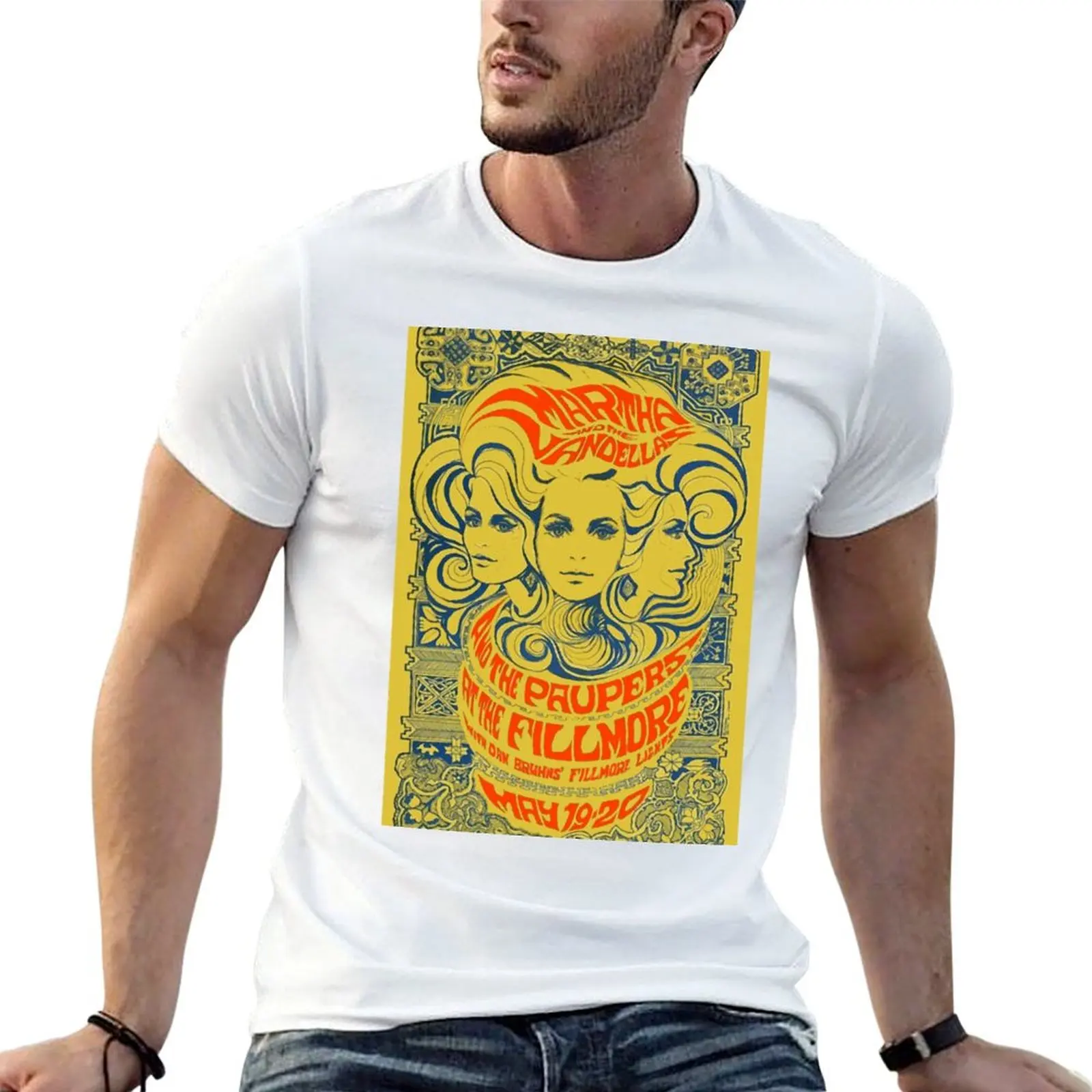 Camiseta restaurada de Martha and the Vandellas - Live at the Fillmore 1969, camisetas para hombre, camiseta de algodón para hombre