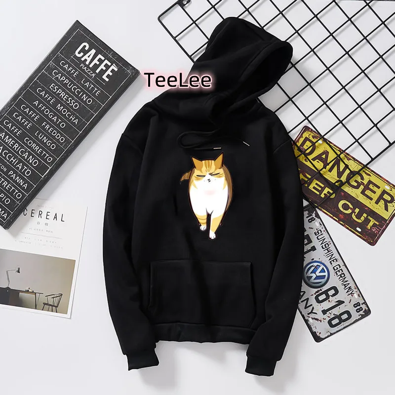 Anime Eleceed Mèo Áo Khoác Nữ Thu Đông Cổ Áo Thun Cổ Đổ Mồ Hôi Áo Hoodie Thời Trang Quần Tây Đen Quần Áo Mùa Đông Nữ Quần Áo