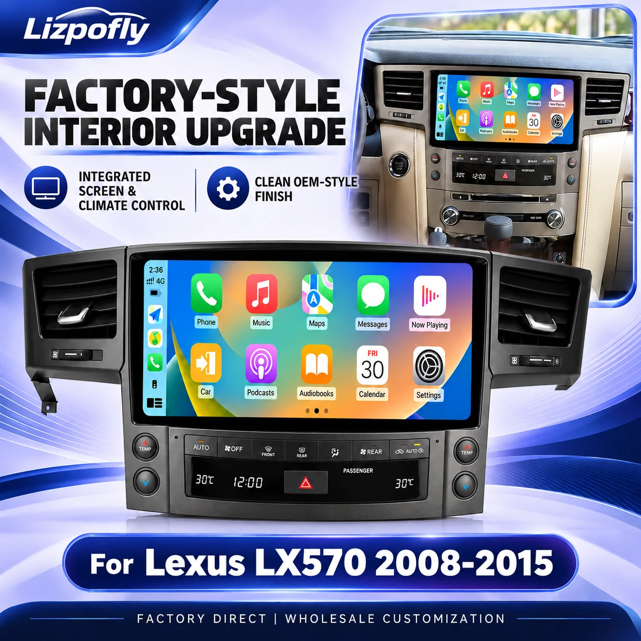 For Lexus LX570 2008-2015 Radio 12.8 Inches Screen Android 13 8-256GB Car Stereo Multimedia DVD Player GPS Navigation Head Unit