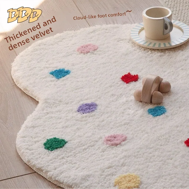 Cute Irregular Children's Bedroom Carpet Flocking Living Room Cluster Flocking Mat Creative Painting Board Bedside Blanket