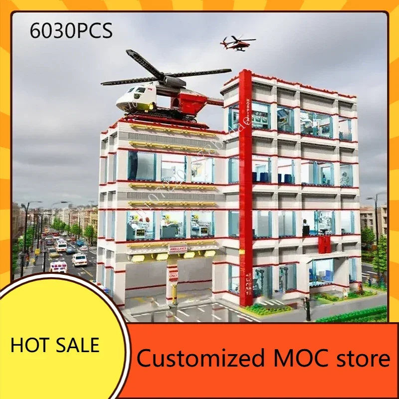 

6030 шт., хит продаж, общий больница, горячее город, MOC StreetView, архитектура, сделай сам, сборка, креативная игрушка, подарок на Рождество и день рождения