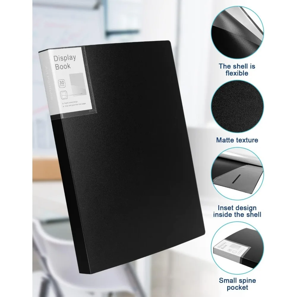 مجلد محفظة للعمل الفني محفظة الفن الموثق 2 حزم 9 "x 12" التجريبي كتاب مجلد المحفظة السوداء مع طبقة رقيقة واقية الموثق واي فاي