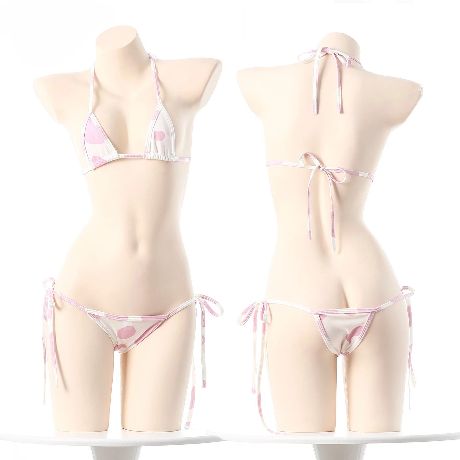 Anime Japanese Mini Bandage Bikini Set Cute Girl Swimsuit Beach Swimwear Backless Underwear Cow Cosplay Costume Women Lingerie