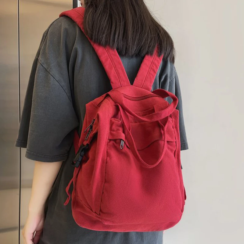 Mochila Harajuku Retro para mujer, bolso de lona para ordenador portátil, a la moda, para estudiantes