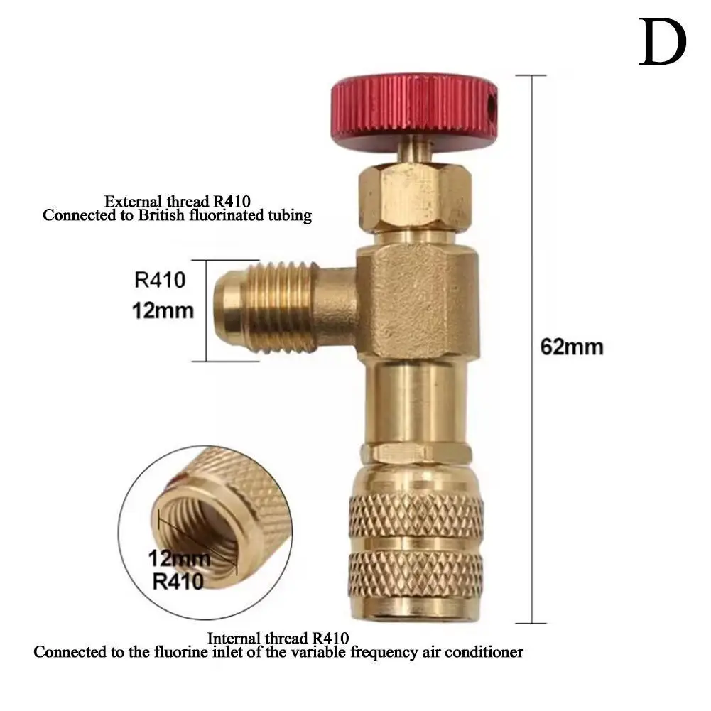 Adaptador de aire acondicionado de carga de refrigeración para R410a R22, manguera de seguridad líquida de 1/4 pulgadas, herramienta de mano Pa U0i2