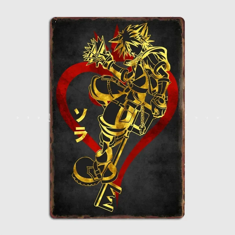 Sora Kingdom Hearts  Knight Artistic Panel Decoration with Characters and Scenery for Vintage Home and Bar Wall Decor