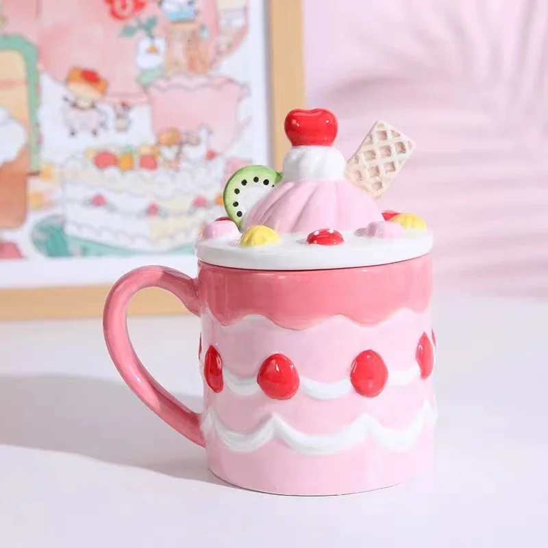 Creative Strawberry Cookies Ceramic Mug Cute Candy Salt Jar  Wedding Tea Set Birthday Gift Home Decoration Accessories