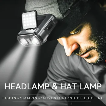 Baykuş LED İndüksiyon Far Tip-c Şarj Edilebilir Far Taşınabilir Dönen Av Işıkları El Feneri Balıkçılık Ön bisiklet ışığı