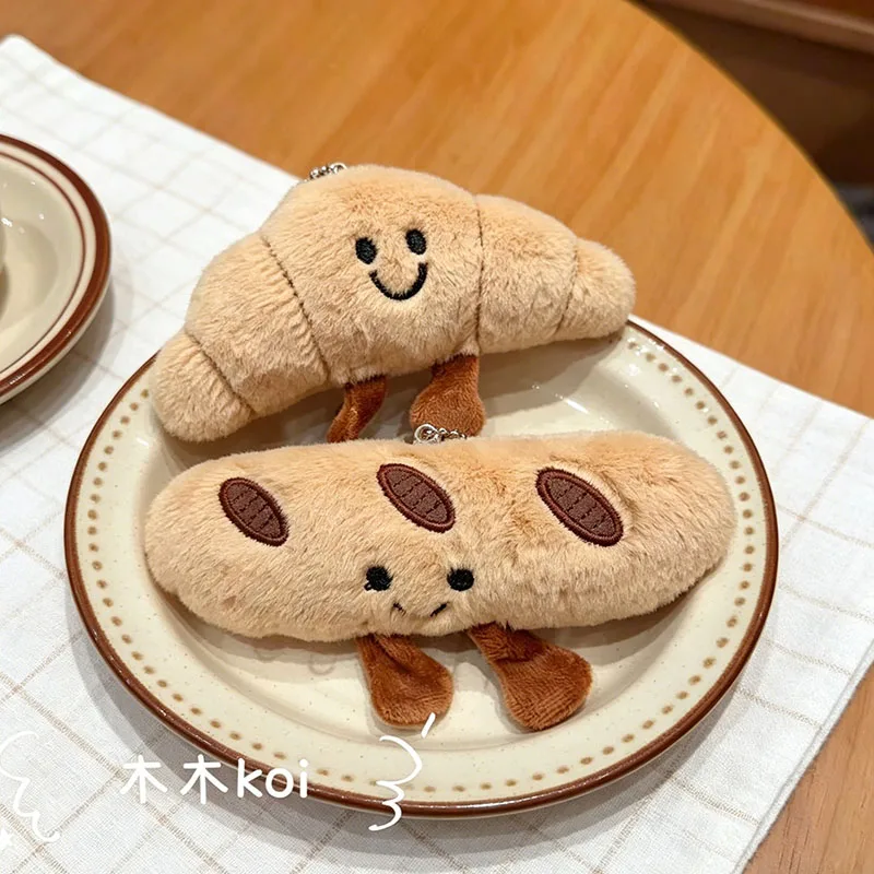 

Creative Cute Croissant Keychain Doll Pendant Versatile Girl Keyring Charm Bag Ornament Plush Hanging Decor