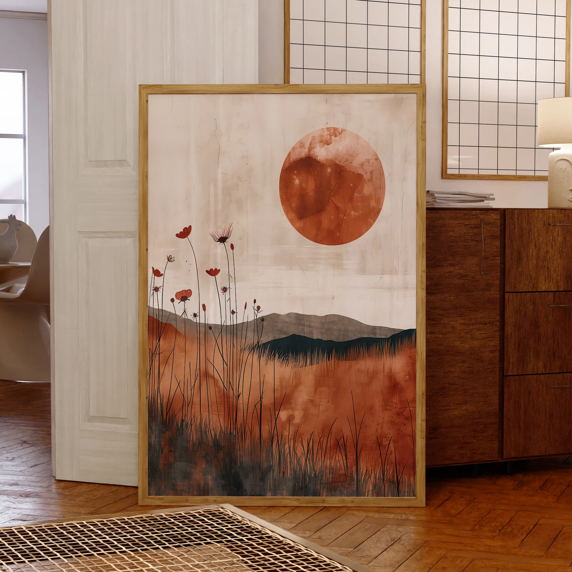 

Современное абстрактное ботаническое цветочное искусство в землистых тонах, художественная живопись, печать на холсте, постер для гостиной, настенный декор, украшение для дома