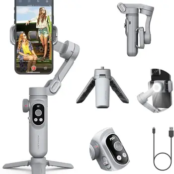 스마트폰용 핸드헬드 짐벌 스태빌라이저, 전문가용 3 축 스마트 X 프로, 무선 충전 OLED 디스플레이, LED 라이트 포커스 휠