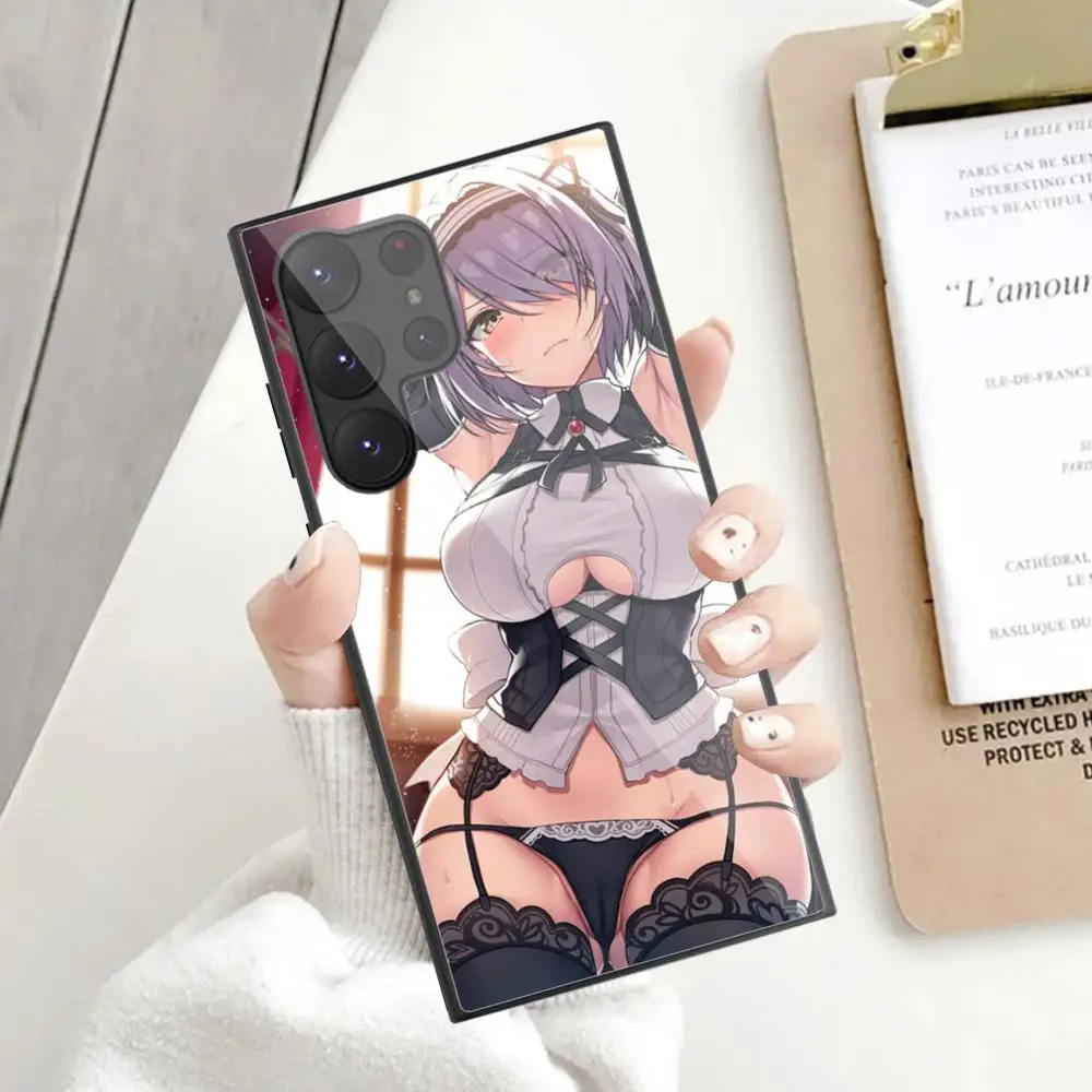 Hentai busty girls Phone Case For Samsung Galaxy S24 S23 S22 S21 S20 Ultra FE Plus Black Glass Case Cover