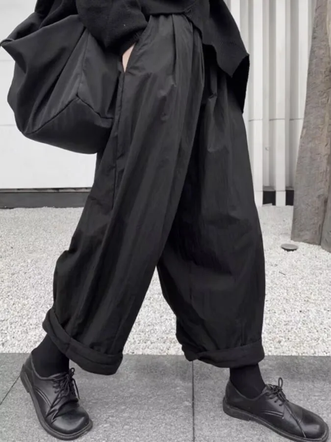 Casual Fce Lined Straight Leg Wide Leg Pants Women's Autumn Winter Loose Fit Comfortable Straight Cut Pants Japanese Sle