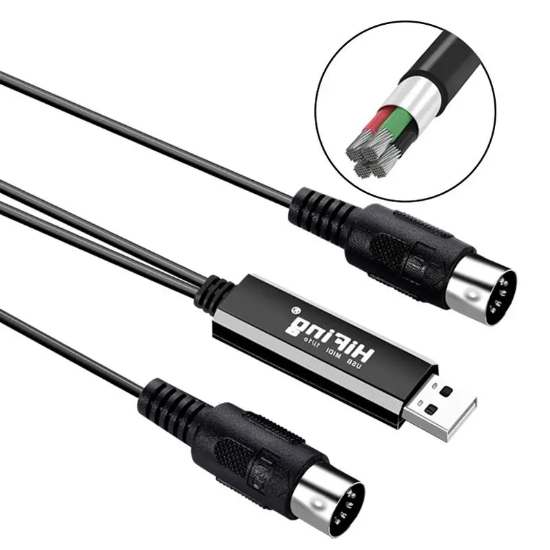 Hifing USB IN-OUT MIDI Interface Converter/Adapter With 5-PIN DIN MIDI Cable For PC/ Laptop/ Mac