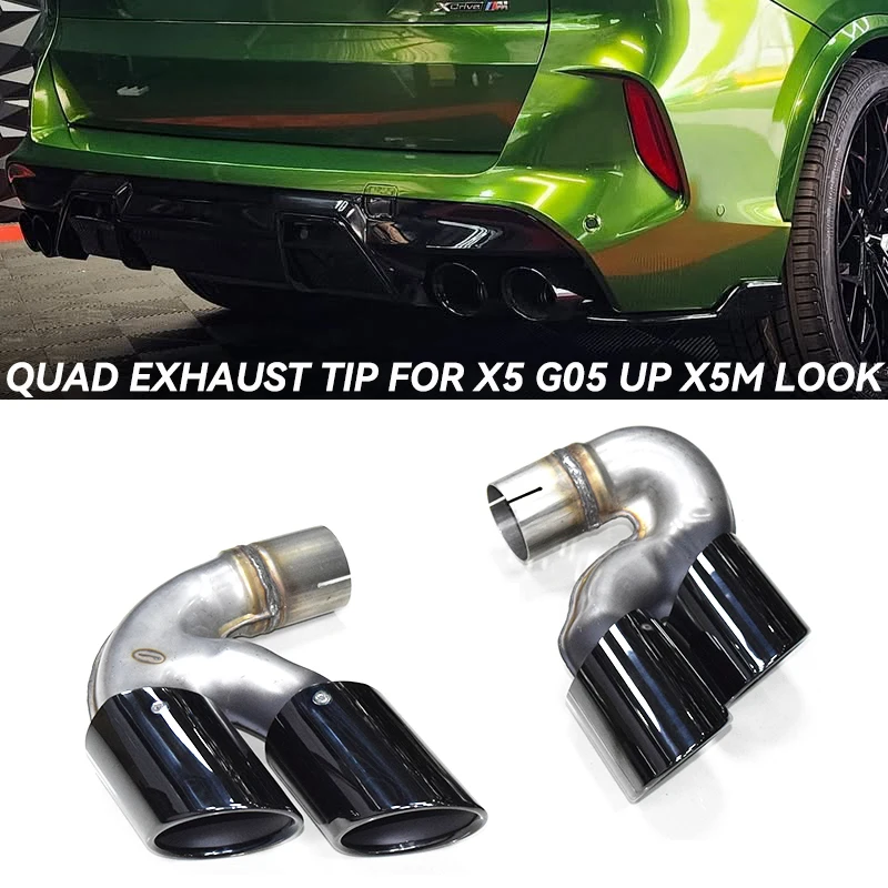 Quad Carbon Exhaust Tip For BMW G05 X6 G06 X7 G07 2019 2020 X5M Look Muffler Tip 304 Stainless Steel Car Exhaust Pipe Tailpipe