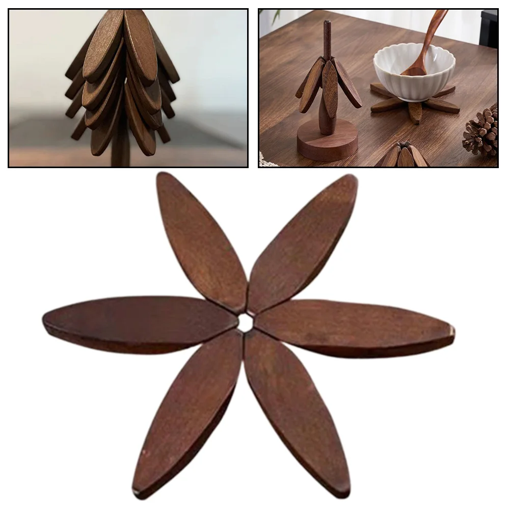 1pcs Woodiness Kitchen Trivets Coffee Leaf Shaped Coaster Distinctive Black Marks Centerpieces Holiday Table Decoration