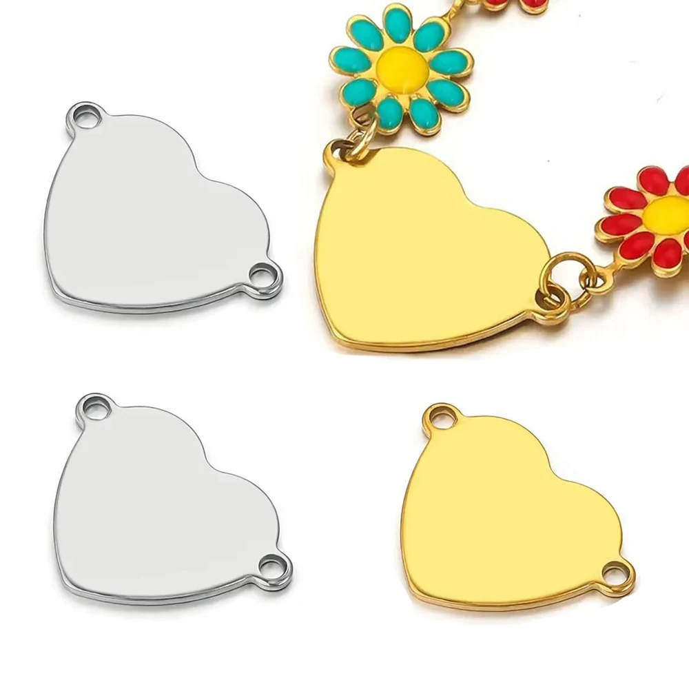 

10pcs Stainless Steel Small Heart Charms Pendants For DIY Bracelets Necklaces Connectors Jewelry Making Components Accessories