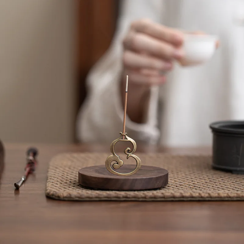 Carved Black Walnut Cloud Pattern Incense Holder, Wooden Stick Incense Base, Indoor Aroma Home Decor Incense Ceremony Accessory