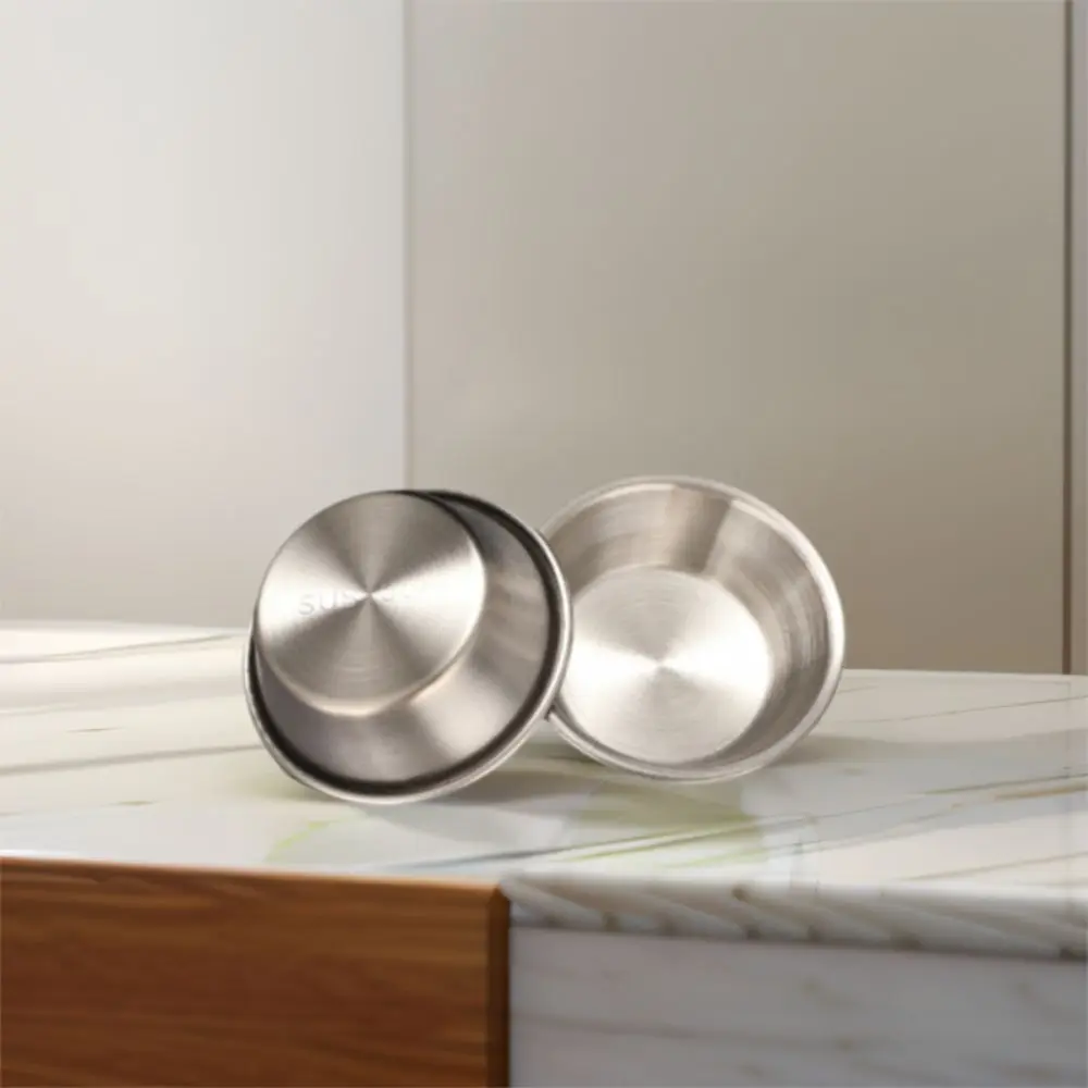 5pcs Kitchen Gadgets Stainless Steel Egg Tart Mold Reusable Round Sauce Cup Rust-proof Cookie Mold Pudding