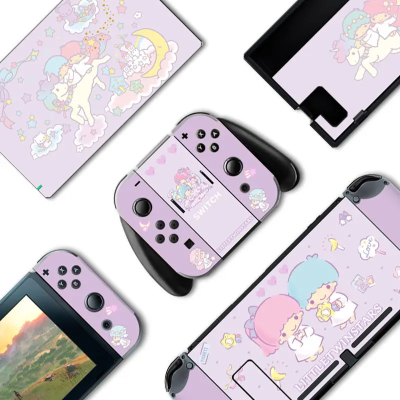 Sanrio Kuromi Cinnamoroll MyMelody Pompompurin LittleTwinStars Skin Cover Sticker Decal for Switch OLED/NS Cartoon Accessories