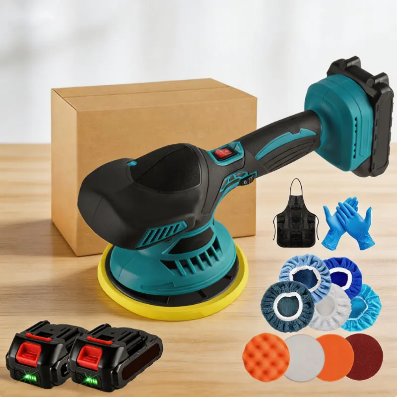 Lucidatrice per auto senza fili 21V, 2500-7000 giri/min, macchina per lucidatura auto a batteria, 6 velocità regolabili, strumento elettrico per lucidatura e applicazione di cera, silenziosa,