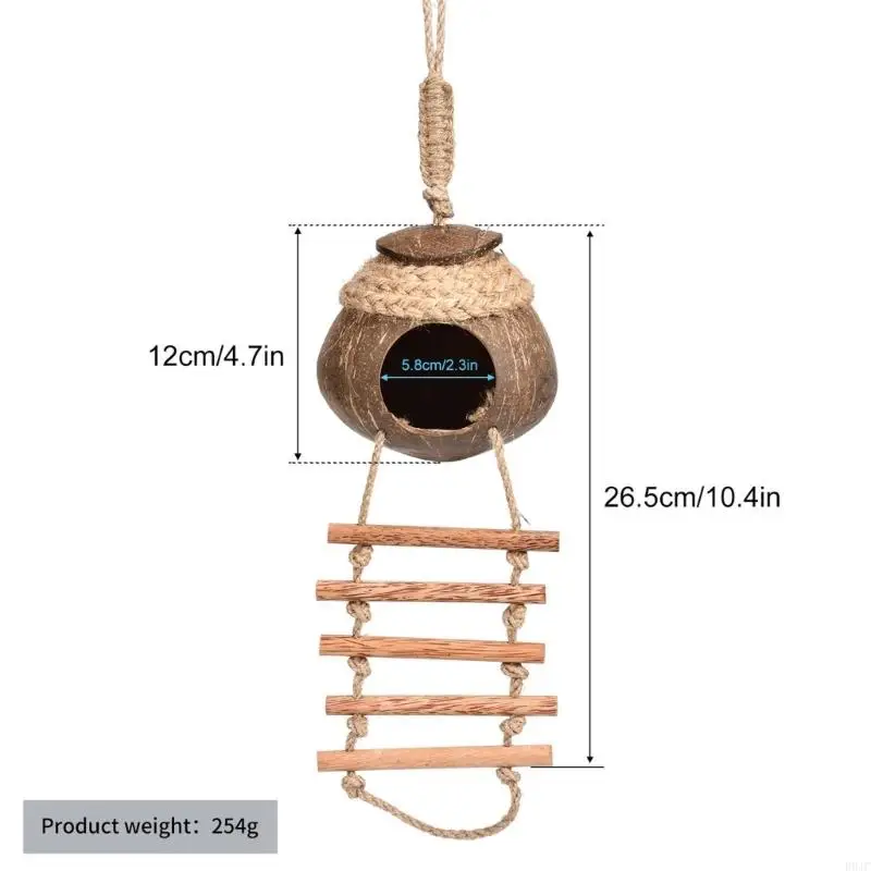 R9JC Coconuts Bird Shell Breed House Natural Birdhouse Toy Parakets rustende kooi