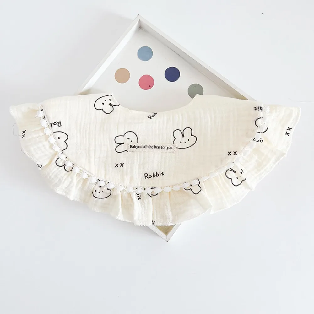 

Sweet Feeding Baby Cotton Bibs Round Neck Floral Baby Drooling Bibs Korean Style Princess Saliva Towel Cloths Infant