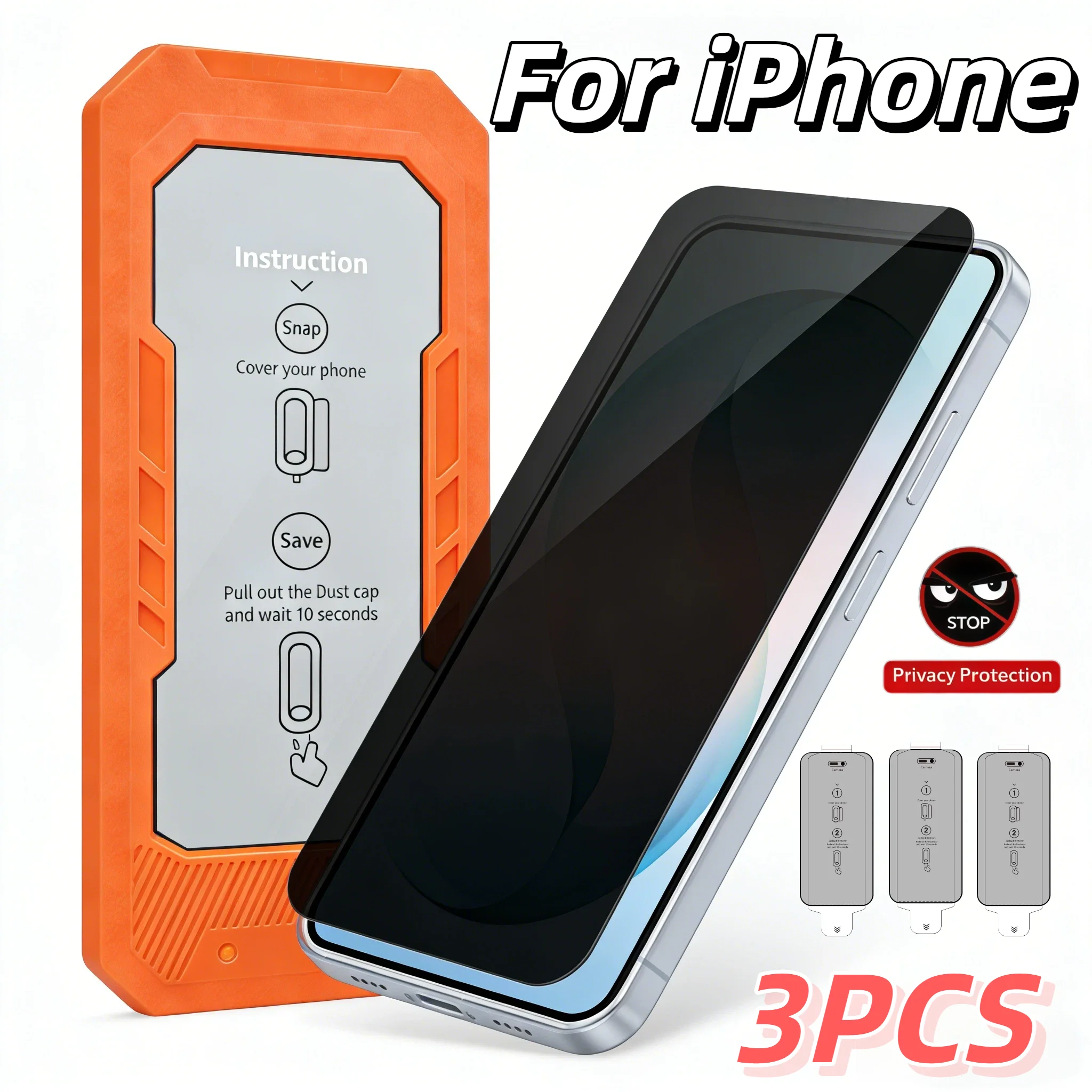 

3Pcs 9H Tempered Glass Privacy Screen Protector for iPhoneAir 17e 16Pro 15ProMax 14Plus 13 12 Series - Device Privacy Protection