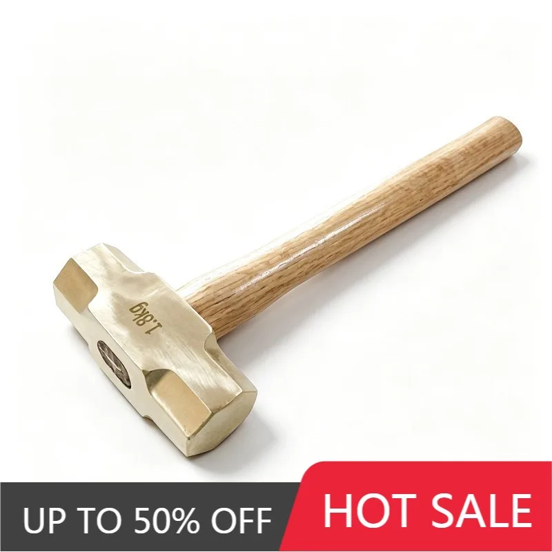 Brass Octagonal Hammer Wooden Handle Hammers Professional Woodworking Hand Hammer Explosion-proof Portable Manual Hammers