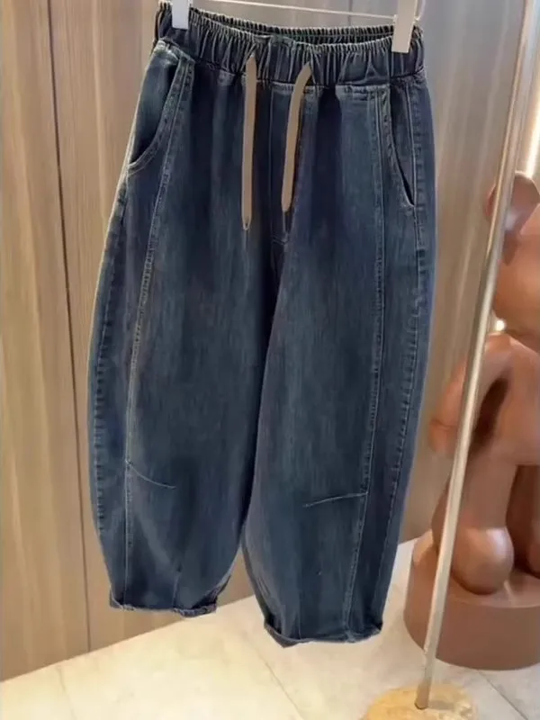 

Джинсы унисекс оверсайз (до 136 кг), вареные, в американском ретро-стиле, свободного кроя, осенне-зимние, с отворотами, в стиле «папины», повседневные, дышащие