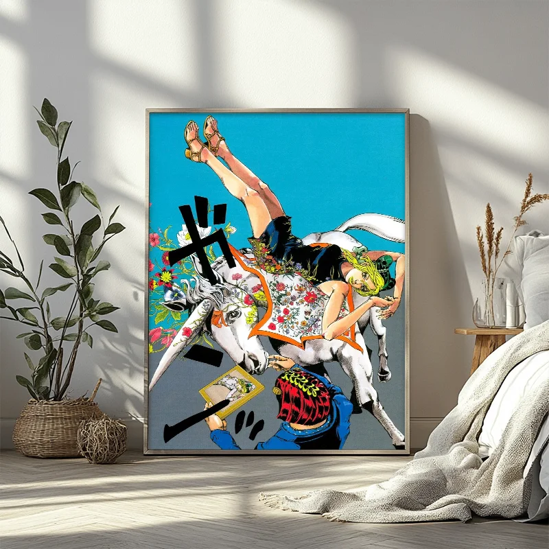 أنيمي جوجو غريب مغامرة ريترو المشارك قماش جدار الفن الطباعة مقاوم للماء غرفة المعيشة المنزلي غرفة نوم بار المدخل ديكور جمالي #4