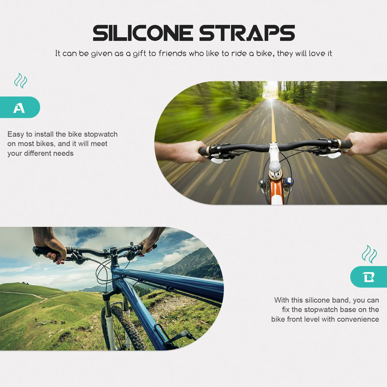 8Pcs Bicycle Stopwatch Fixator Band Lightweight Silicone Watch Base Mount for Bike Handlebar Front Level Secure Fit No Slip