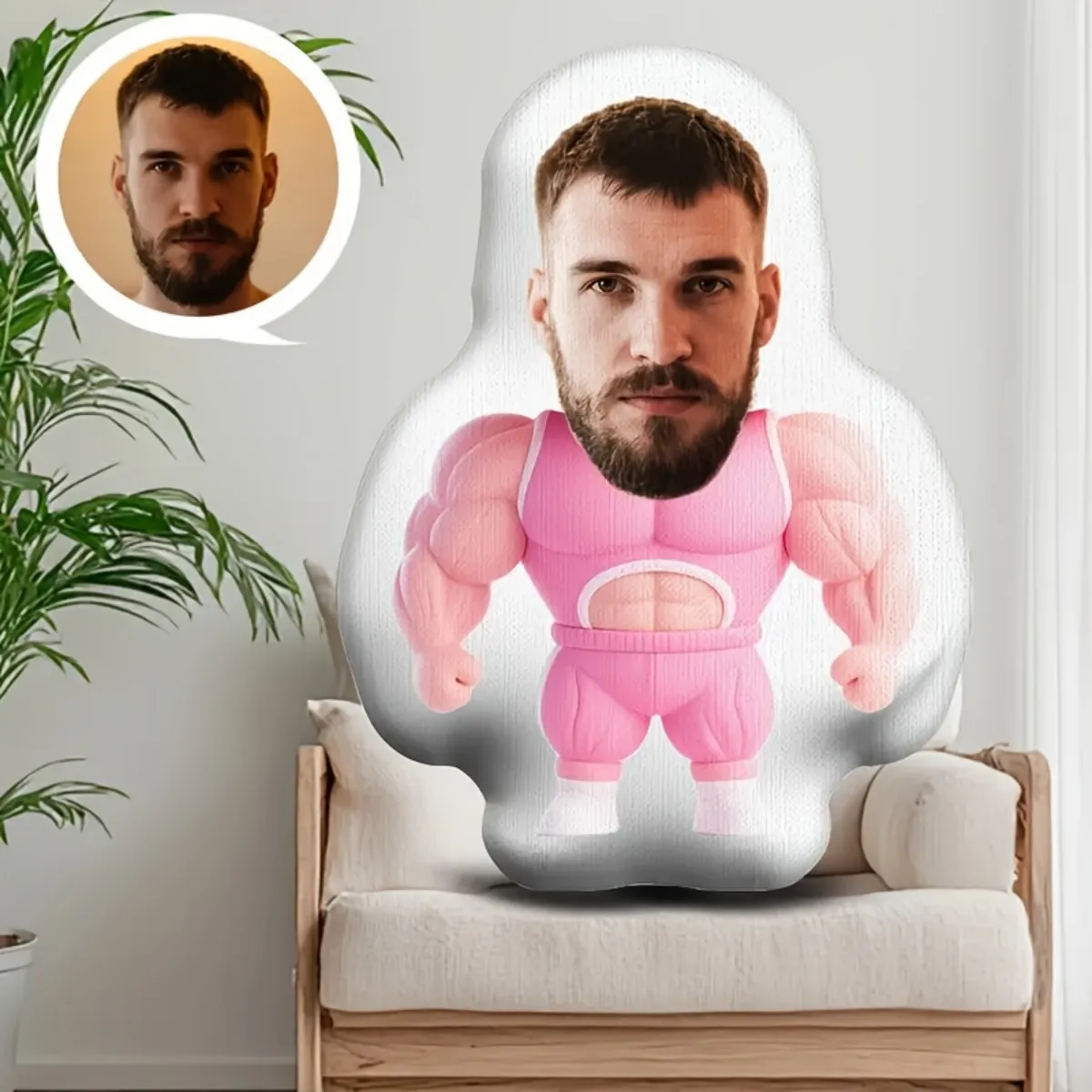 وسائد منزلية مخصصة لصور وجه الرجل الوردي، وسائد مطبوعة على الوجهين، هدايا مضحكة #2