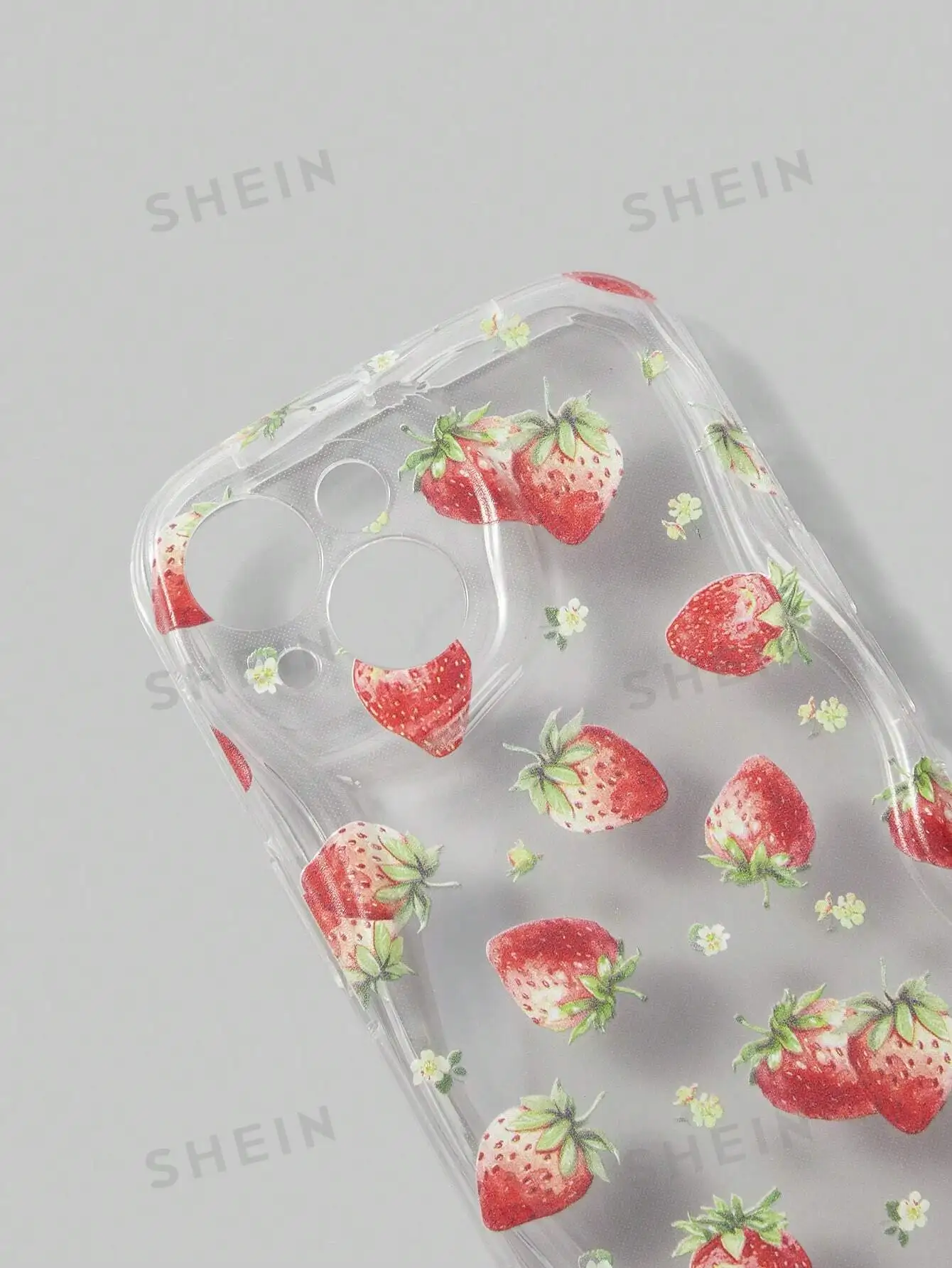 ROMWE Kawaii Full Screen Strawberry Graphic For iPhone 15 Cases iPhone 11 14 13 12 15 16 Pro Max XR Plus 2022 2020 Soft Cover