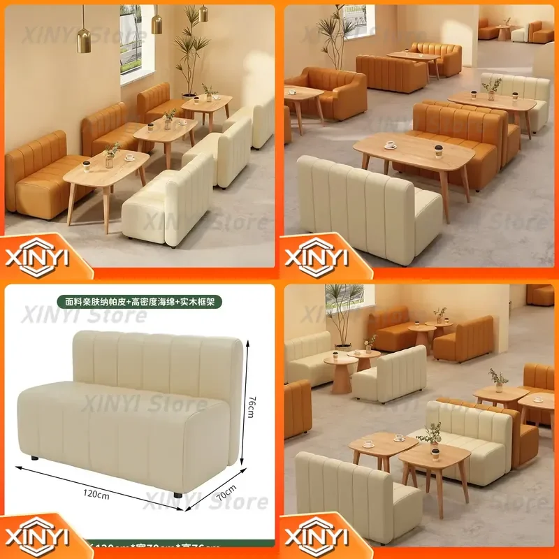Commercial Booth Sofa Set for Coffee Shop Milk Tea Shop Dessert Cafe Lounge Seating Comfortable Sponge Chair Table