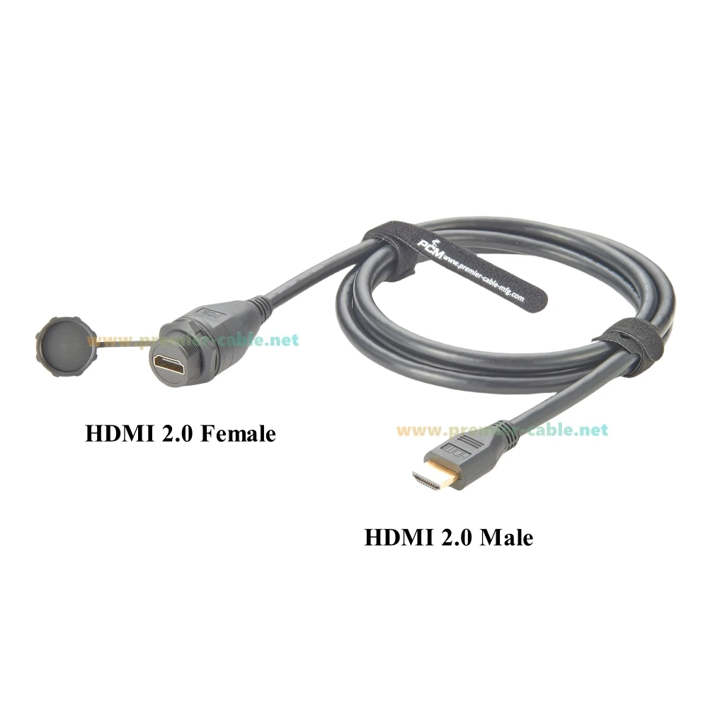 IP67 HDMI 2.0 Extension Cable 4K@60Hz 18Gbps Flush Panel Mount Male to Female Video Cable for Car Boat TV Monitor Projector PC