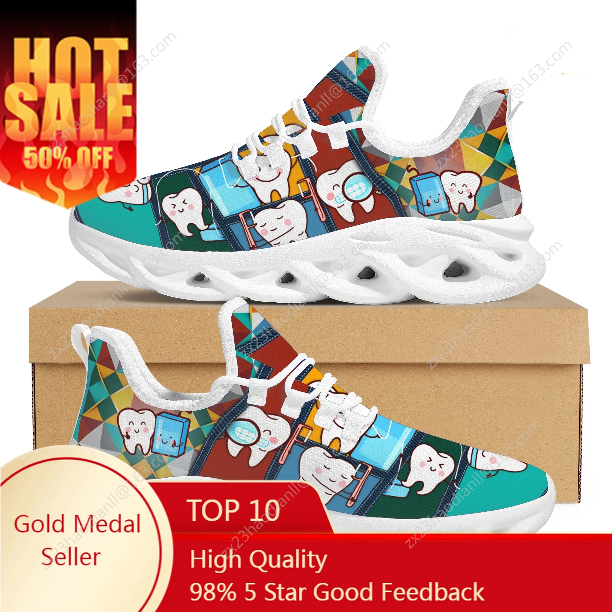 

Funny Cartoon Tooth Design Flat Shoes Mother's Day Gift Non-slip Cozy Platform Swing Shoes New Trend Dental Nursing Sneakers