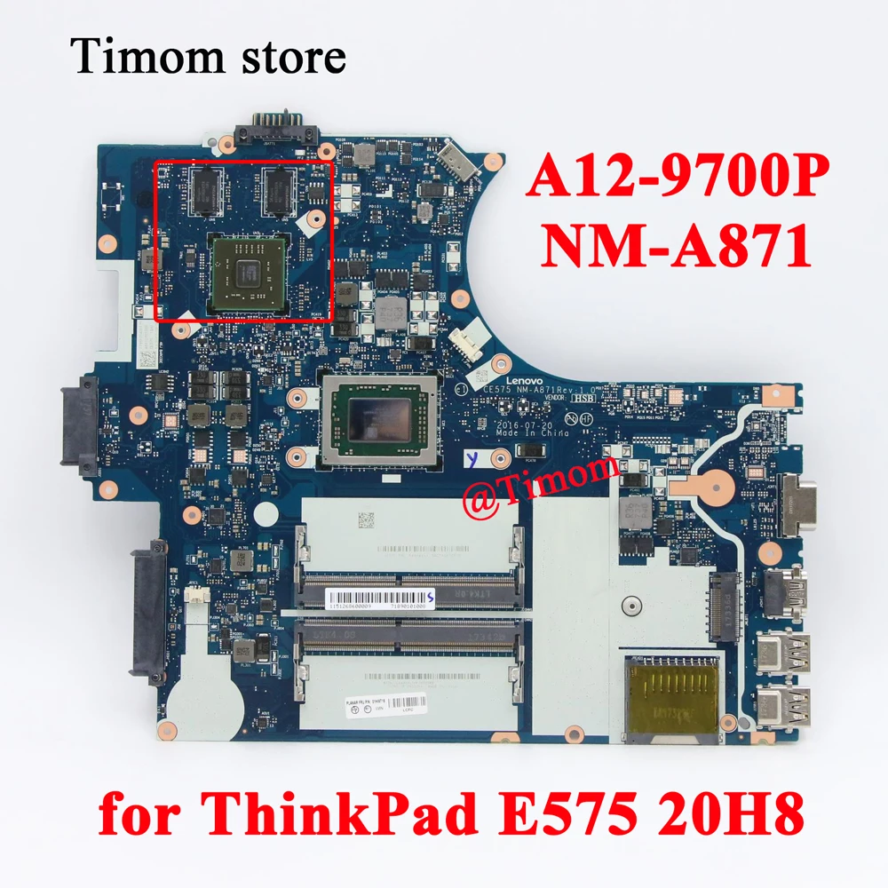 

A12-9700P for ThinkPad E575 20H8 Laptop Independent Motherboard NM-A871 FRU 01HW715 01HW716 01HW714