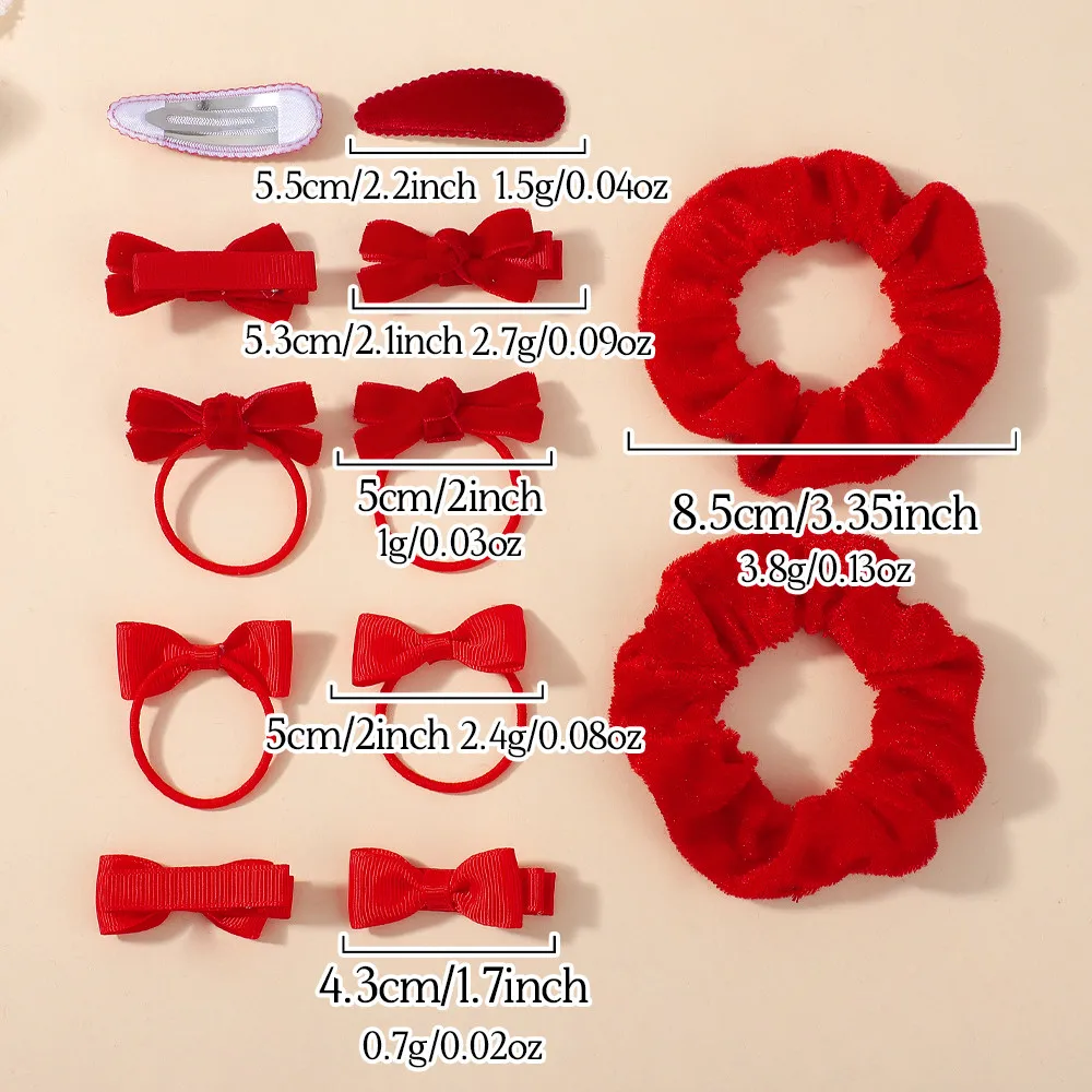 

12pcs Colorful Bowknot Hair Accessories Set for Girls Elastic Rubber Bands Kids Ponytail Holders Hair Ties Lovely New Year Gift