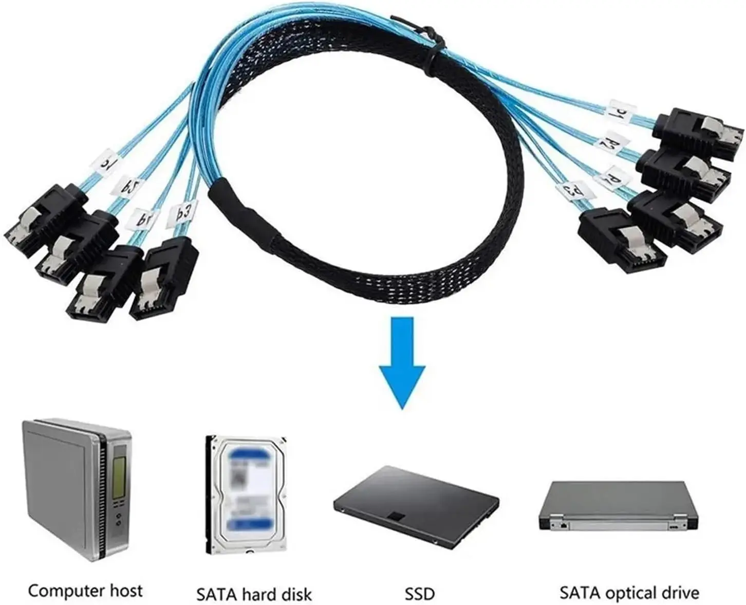 SATA-III Cable 4/6/8Pcs/Set-6Gbps-SATA Cable Long Replacement for Bitcoin Computer-Server CD DVD Drives Raid HDD-SSD