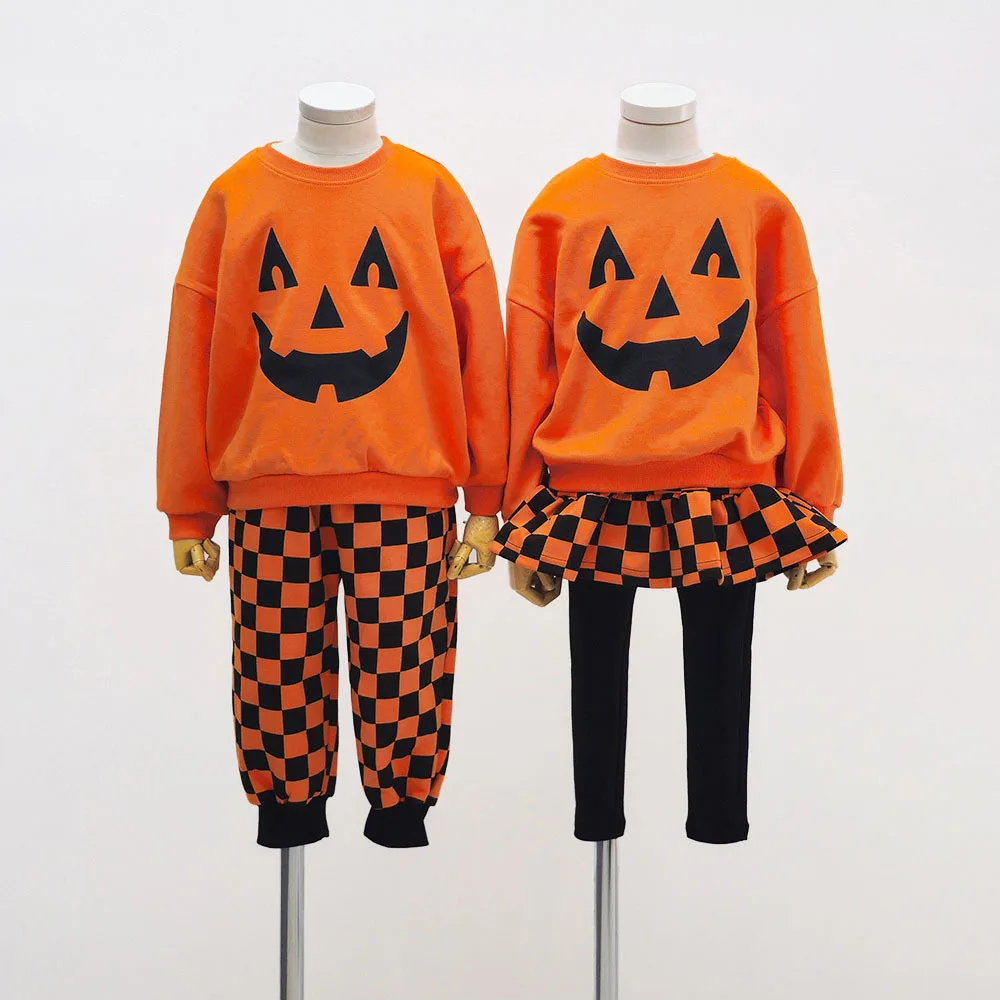 Jungen Mädchen Halloween Kürbis-Outfit Feiertagsparty Kinder Langarm Weiches Bequemes Set Atmungsaktives Kinder-Freizeit-Outfit Niedliches Zweiteiler-Set für Babys – Detail 20