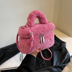 Faux Fur Handbag Clutch Bag For Women Fashion Plush Designer Bag 2023 New Trend Leather Shoulder Crossbody Bag Small Box Purse