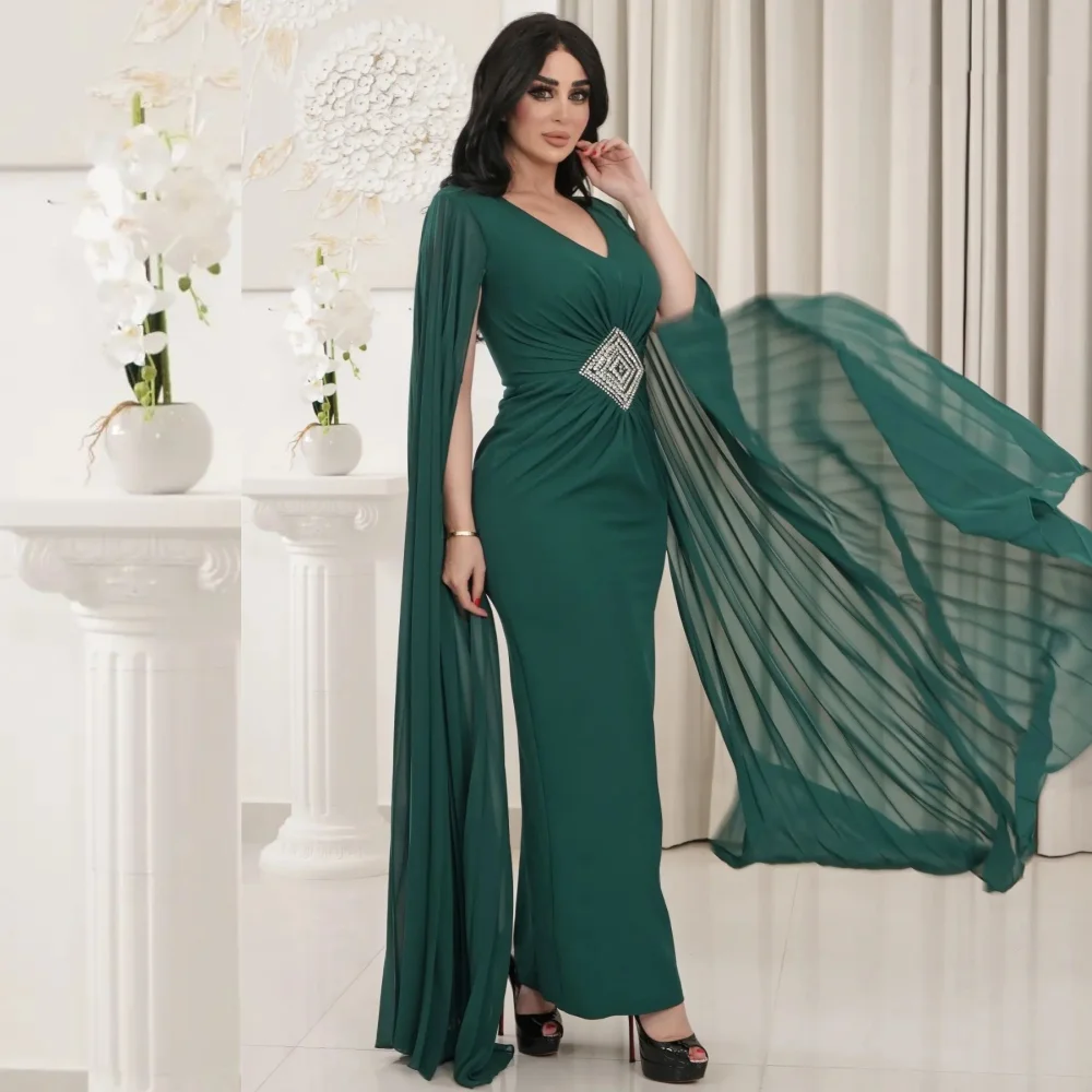 Customized  Evening    Satin Beading Pleat Celebrity A-line V-neck Bespoke Occasion Gown Midi es