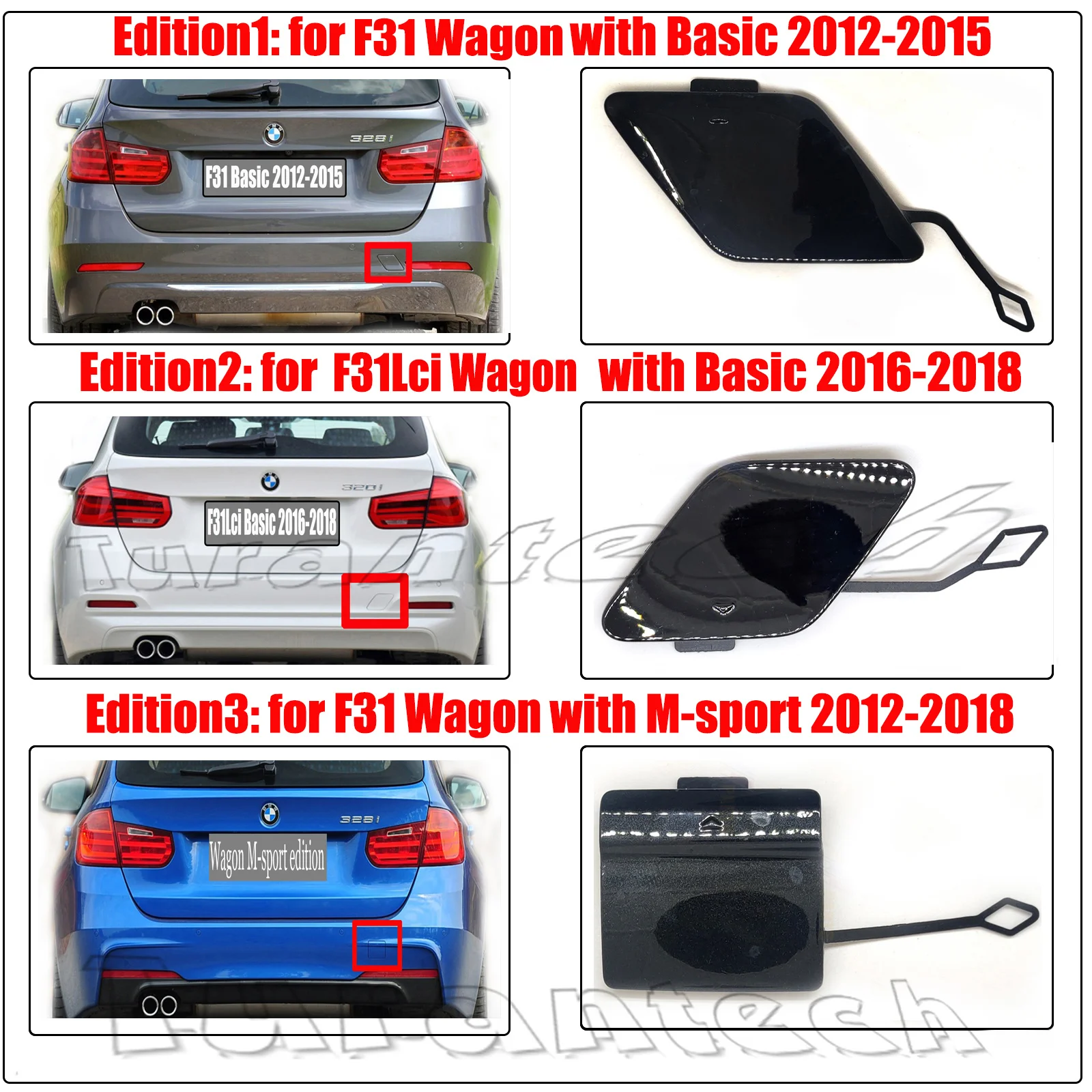 Fit 13-18 BMW 3 M-SPORT F31 Touring Wagon 320iX 328dX 328iX 330iX 340iX REAR TOW COVER 51128056616