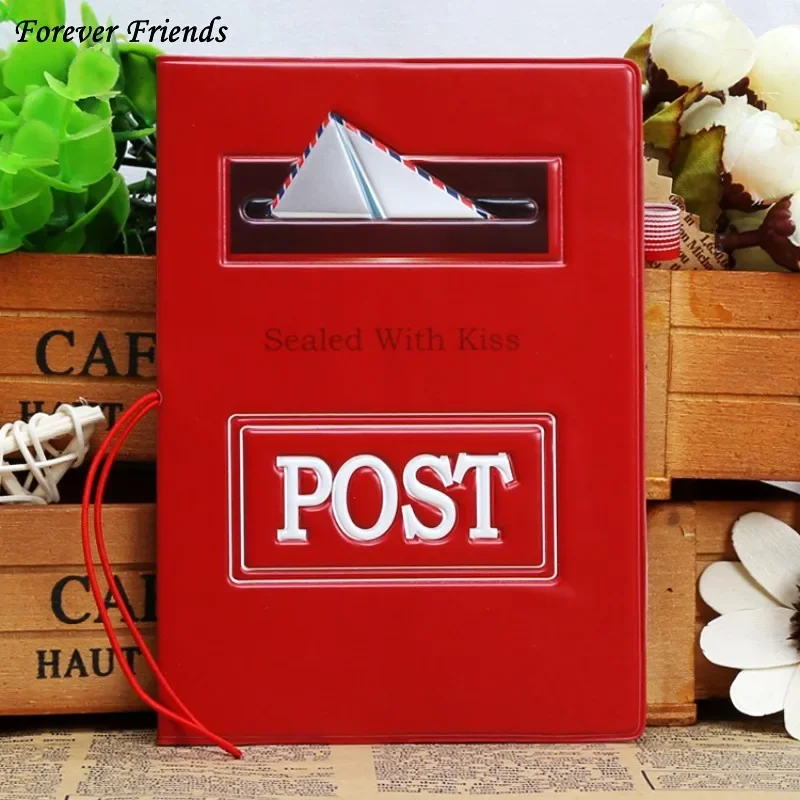 Foreverfriends Pu & Pvc Paspoorthouder Cover Id Credit Card Cover Zakken Map Voor Reizen-Rood Post Patroon